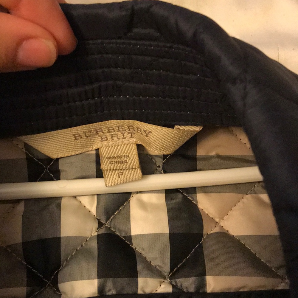 navy blue quilted burberry jacket